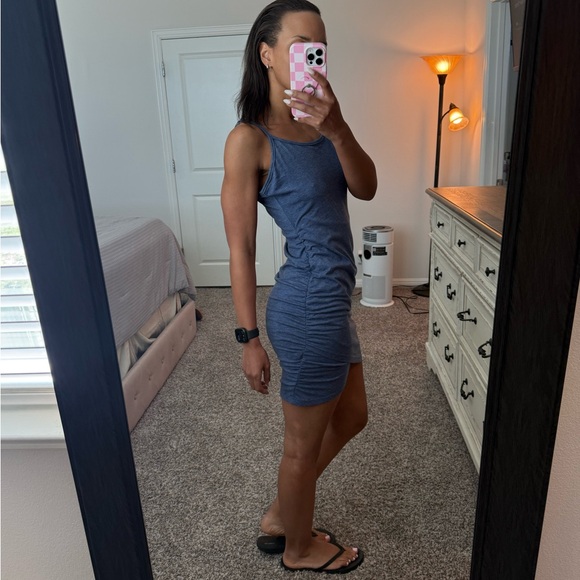 Blue Ruched Bodycon Mini Dress - Picture 9 of 11